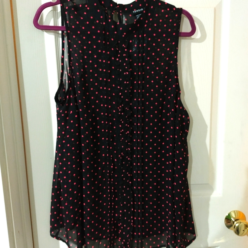 Sleeveless Chiffon Polka Dot Top Torrid size 2